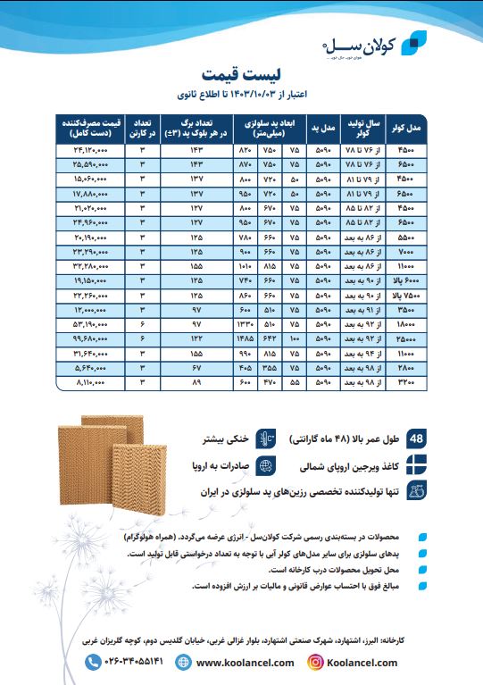 قیمت پد های انرژی در سال 1404